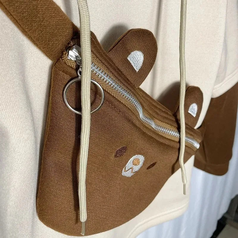 Y2K Clothes Cute bear backpack in spring and autumn  fashion Hoodie Women's winter Harajuku loose casual street clothes Japanese