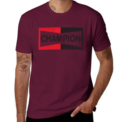 CHAMPION - Spark Plug Retro Distressed Emblem - Cl T-Shirt Short sleeve tee new edition slim fit t shirts for men