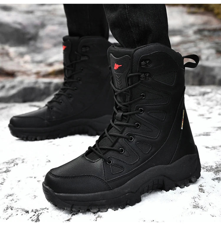 New Waterproof Men's Boots Outdoor Non-slip Men Hiking Boots High Top Winter Men's Motorcycle Boots Rubber Men Work Desert Boots