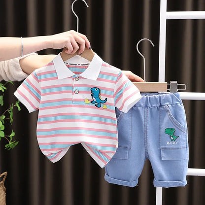 New Summer Baby Girls Clothes Suit Children Boys Striped T-Shirt Shorts 2Pcs/Sets Toddler Casual Cotton Costume Kids Tracksuits
