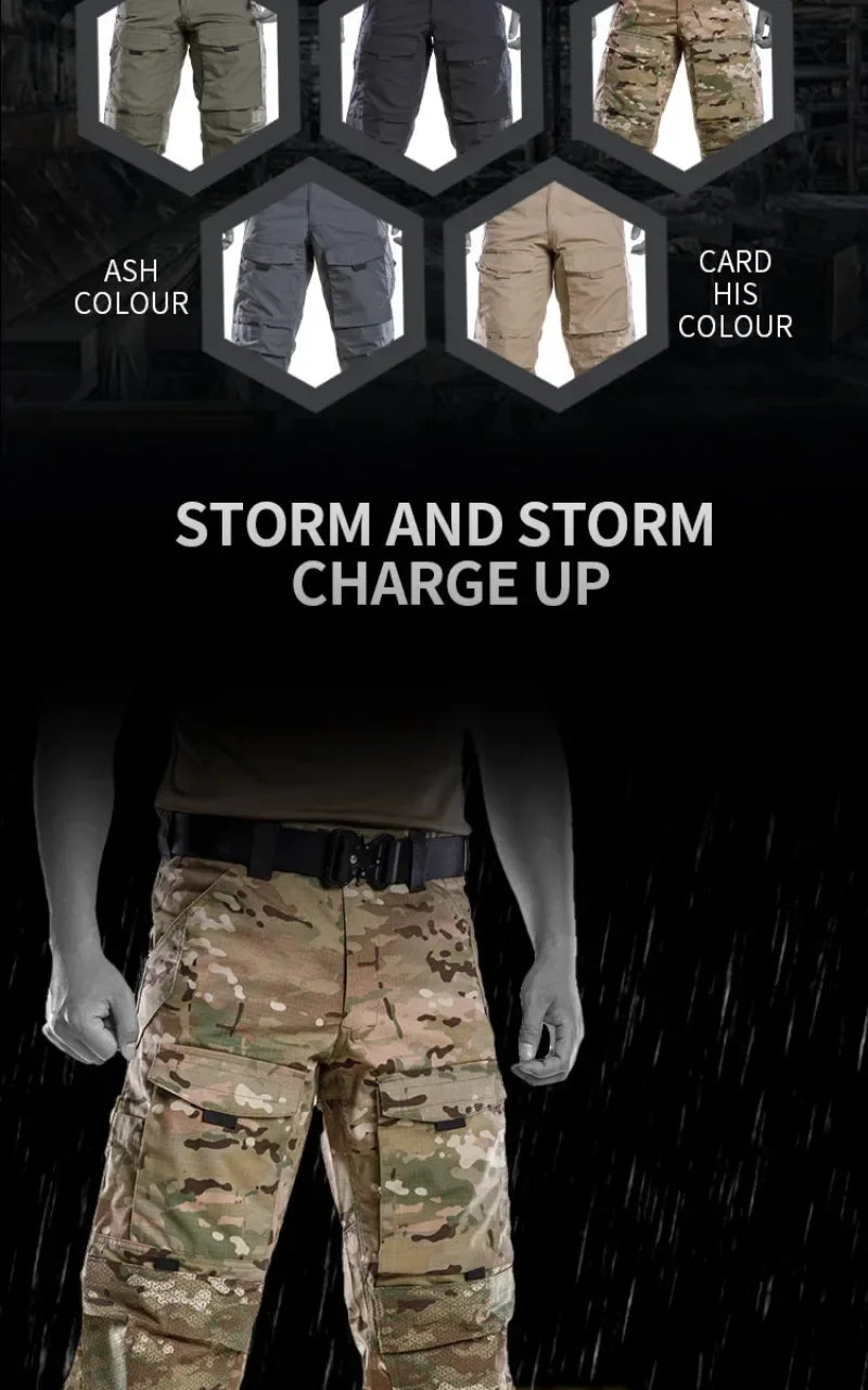 Men Tactical Pants Quick Drying Multi-Pocket Cargo Pants Military Tactical Men Trouser Wear-Resistant Work Waterproof Pant Loose