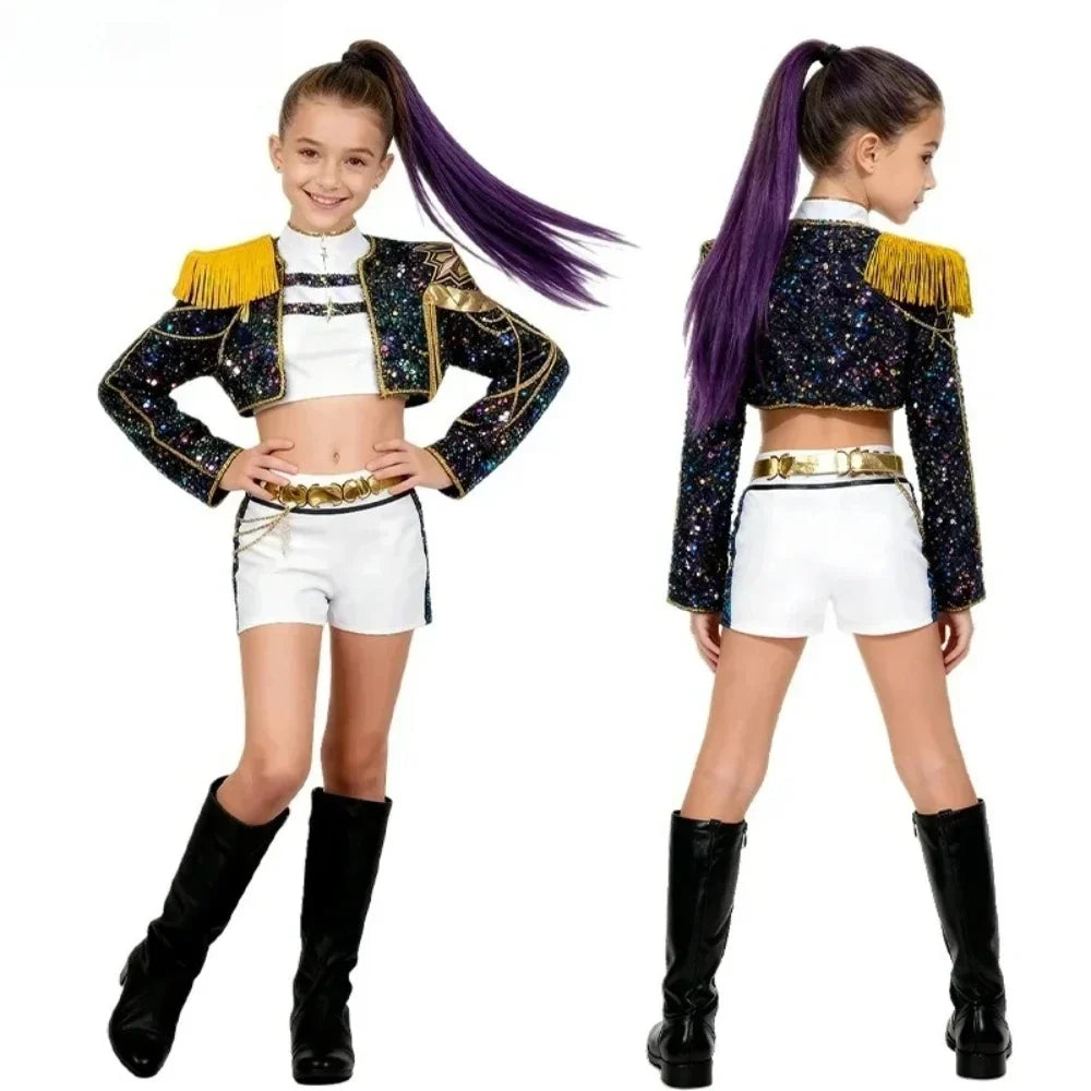 Girls Halloween Costume RUMI Cosplay Kpop Warrior Costume Christmas Clothes Idol Group Star Singing and Dancing Artist Suit
