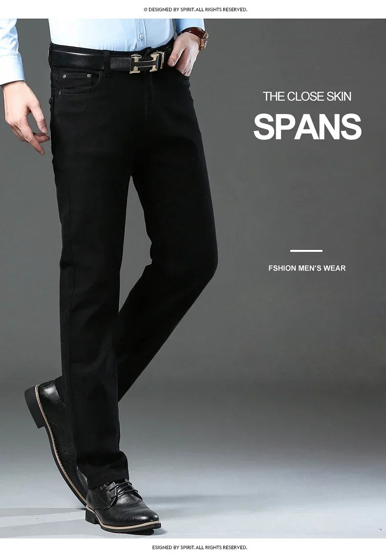 Spring Autumn Fashion Brown Business Casual Stretch Denim Pants Male Brand Trousers Men's Clothing Slim Jeans Plus Size 28-44