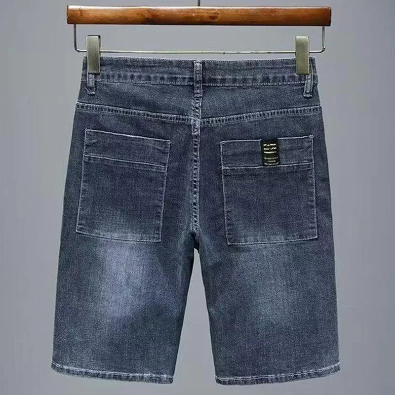 2026 Mens Summer Distressed Denim Shorts Baggy Casual Ripped Jeans Straight Leg Five Inch Shorts Streetwear Loose Fit