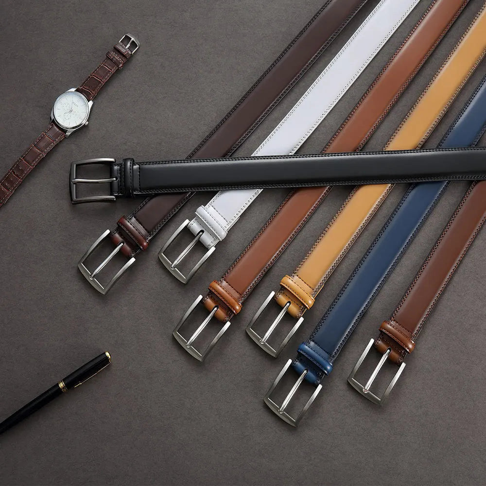 Men's Leather Belt Needle Buckle Belt Trendy New Casual Leather LONG Large Belts Cowhide Men's Belt Plus Size Men Belts