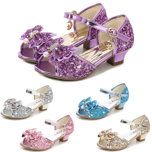 Girls High Heels For Kids Princess Leather Sandals Children Halloween Cosplay Party Wedding Dancing Shoes Fashion Crystal Shoes