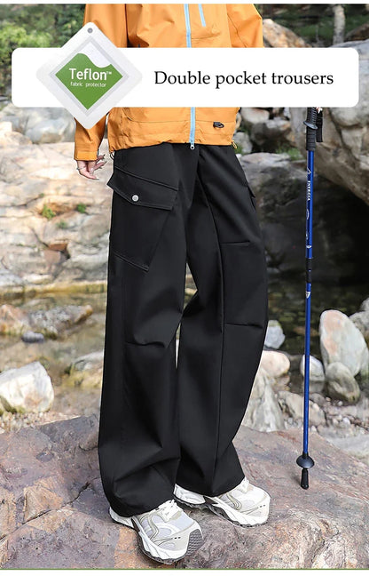 Outdoor Hiking Pants Woman 3 In 1 Removable Fleece Waterproof Camping Trousers Winter Large Pocket Windproof Cycling Travel Pant