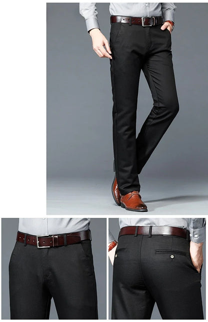 6 Colors Male Autumn Winter Casual Pants Chic Straight Formal Office Luxury Trousers Fashion Elastic Men Business Suit Pants