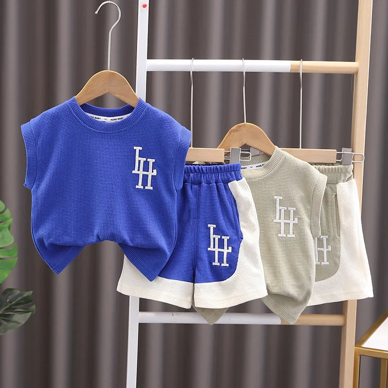New Summer Baby Clothes Set Children Boys Sleeveless Vest Shorts 2Pcs/Set Toddler Clothing Infant Casual Costume Kids Tracksuits