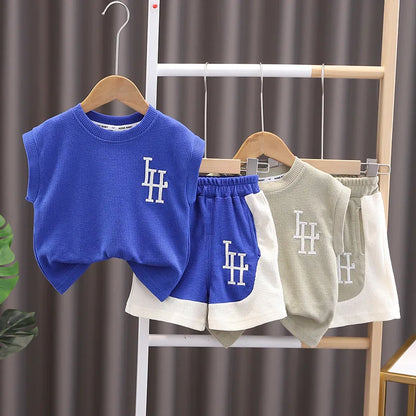 New Summer Baby Clothes Set Children Boys Sleeveless Vest Shorts 2Pcs/Set Toddler Clothing Infant Casual Costume Kids Tracksuits