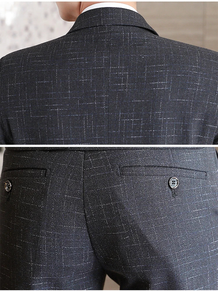 Fashion New (Suit + Trousers) Boutique Business British Dress Casual Party Slim Trend Handsome Two-Piece Suit