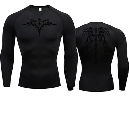 Men's Compression Shirt Anime Print Gym Sport Quick Dry Gym TShirts Fitness Athletic Undershirts Elasticity Tops Tee Summer Male
