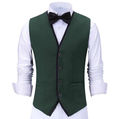 Men Vest Purple With Black Side Single Button Waistcoat For Wedding Banquet Birthday Business Casual Work Set Men Suit Vest