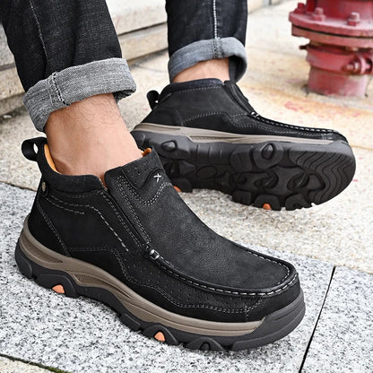 Men's Real Leather Ankle Boots Autumn Winter Mens Shoes Fashion Large Size Casual Boots Cowhide Men Genuine Leather Boots