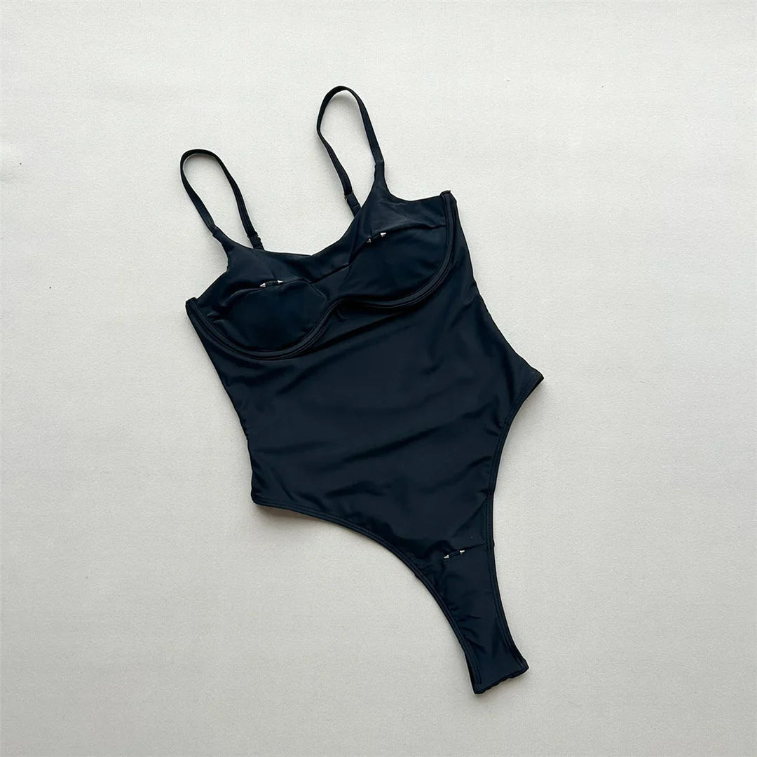 Sexy Cut Out Underwired Women Swimwear One Piece Swimsuit Female Extreme String Mini Micro Thong Bather Bathing Suit Swim V7744