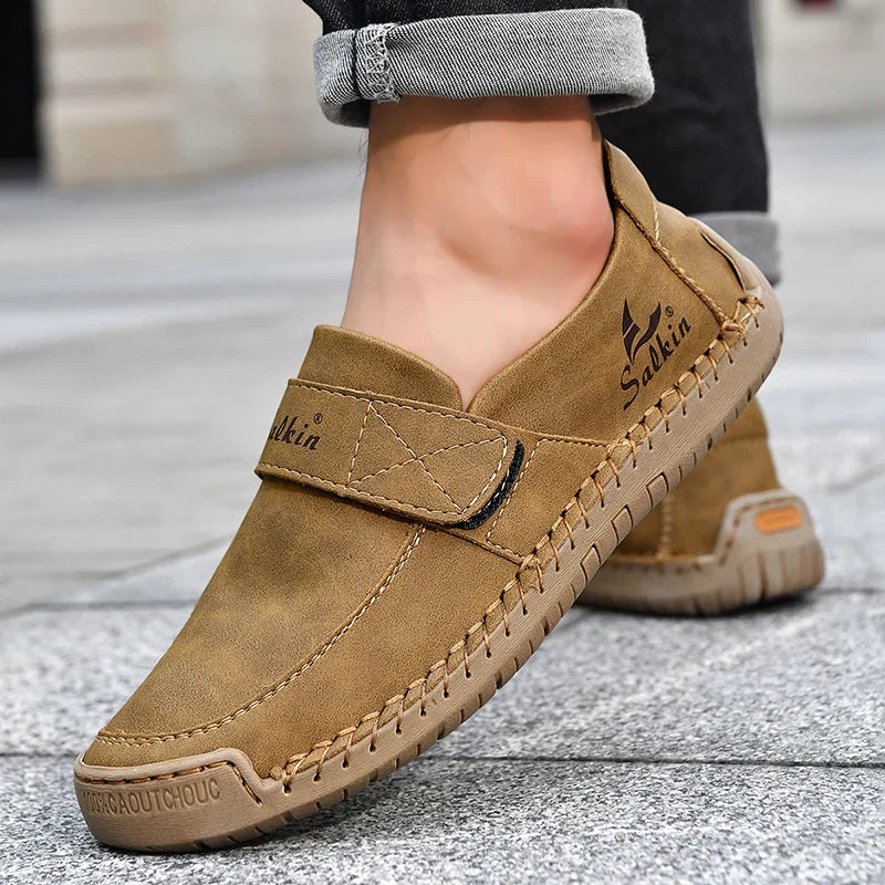 Men's Slip On Loafers Soft Leather Preppy Lightweight Breathable Driving Shoes Non Slip Daily Fashion Casual Outdoor Sneakers