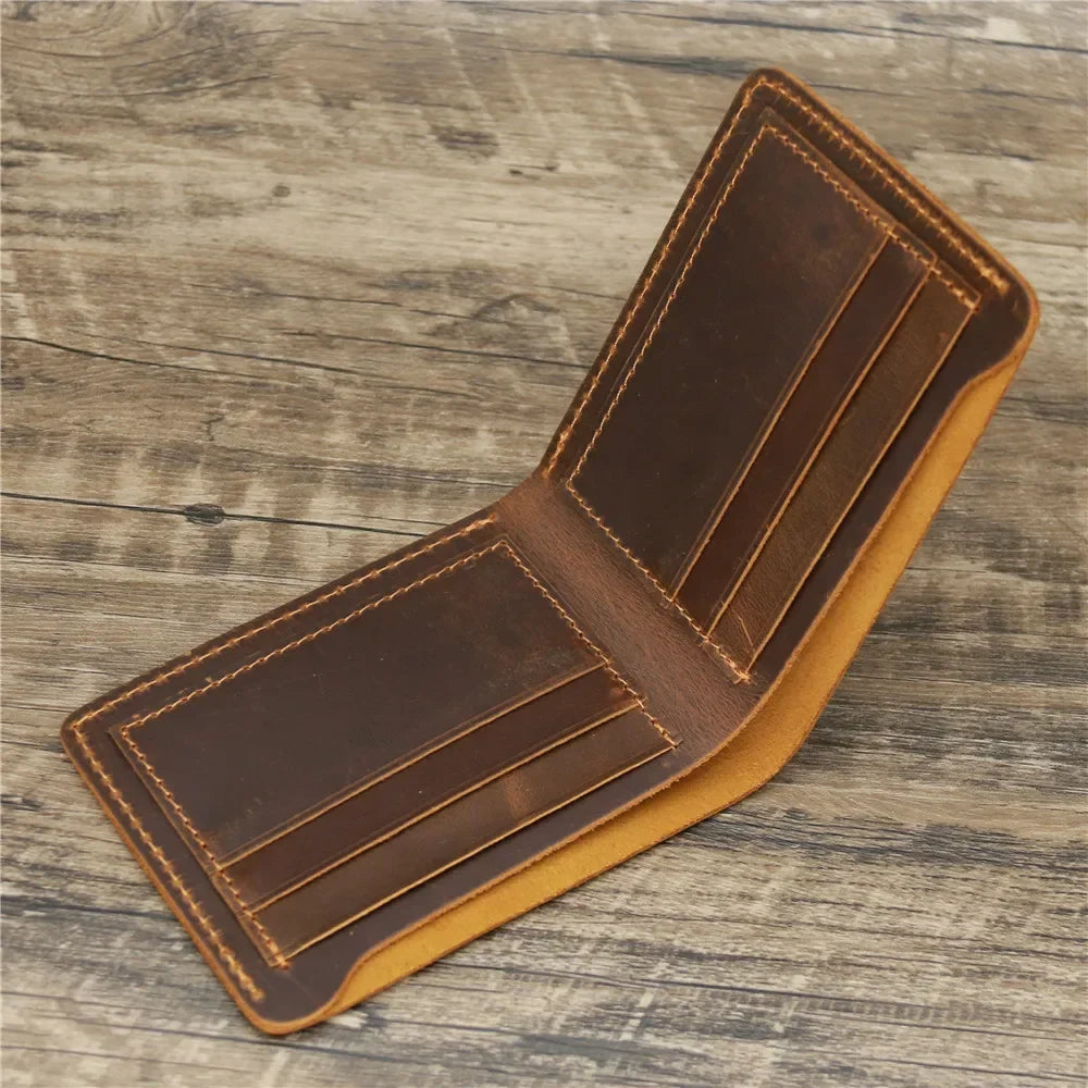 Men's Crazy Horse Leather Wallet, Genuine Leather Wallet, Card Bag, Simple Retro European and American Style, Mens Purse 2026