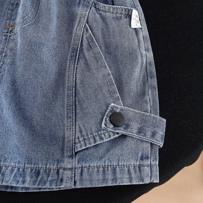 New Summer Fashion Baby Boys Clothes Suit ChildrenPocket Patch T-shirt+ Denim Shorts 2Pcs/Set Toddler Clothing Kids Tracksuits