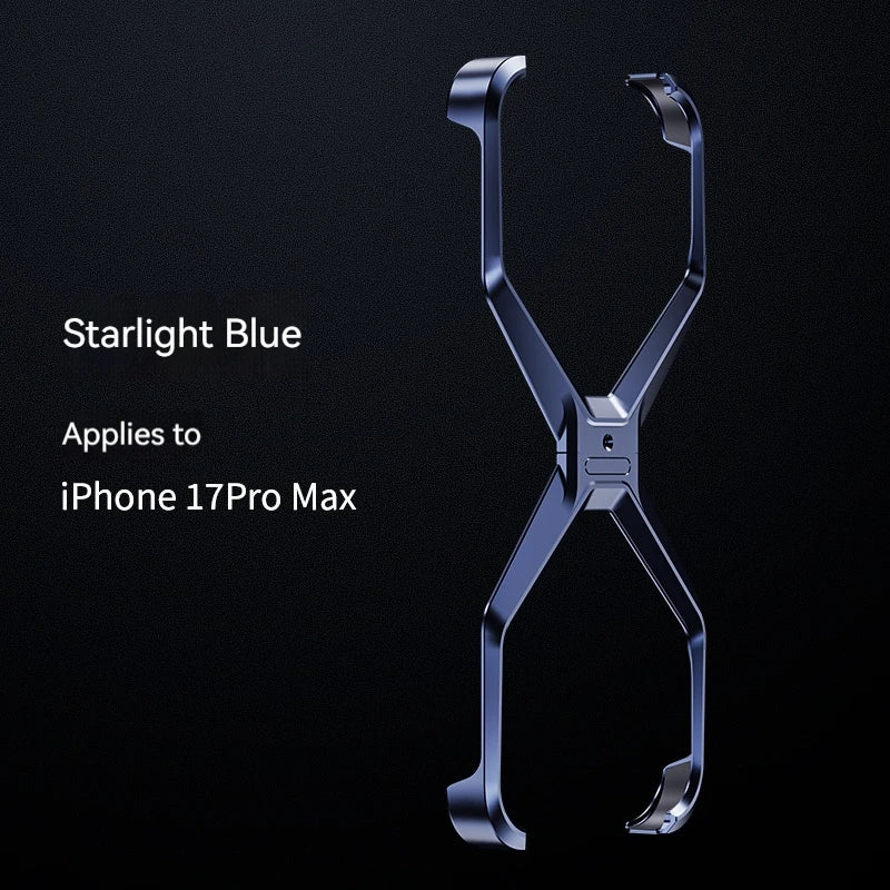 New X-Shaped Metal No Border Four Corner Anti Fall Irregular Phone Case,For iPhone 17 Promax 17 Pro Bumper Back Cover