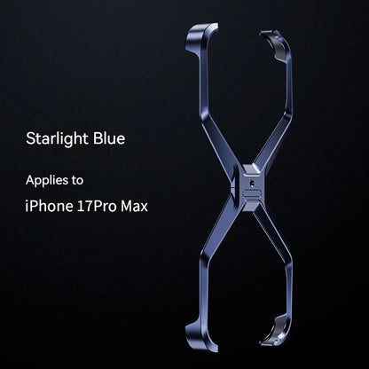 New X-Shaped Metal No Border Four Corner Anti Fall Irregular Phone Case,For iPhone 17 Promax 17 Pro Bumper Back Cover