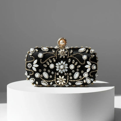 Diamonds Women Party Day Clutch Pearl Beading Wedding Evening Bags With Shoulder Chain Handbags Holder