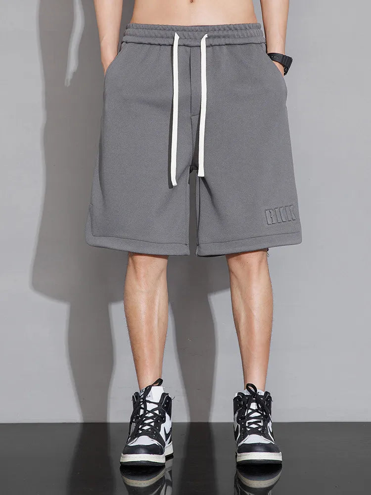 Summer Men's Sport Shorts Knee-Length Straight Loose Short Pants Streetwear Drawstring Knitted Sweat Casual Shorts Big Size 8XL