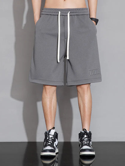 Summer Men's Sport Shorts Knee-Length Straight Loose Short Pants Streetwear Drawstring Knitted Sweat Casual Shorts Big Size 8XL