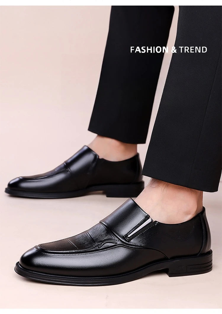 Spring Autumn New Leather Shoes for Men Solid Color Business Casual Shoes Male Fashion British Style Dress Shoe Man