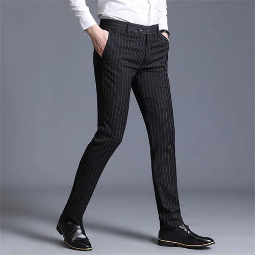 Autumn New Men's Suit Pants, Asian Sizes Office Trousers, Available in Blue, Red, Gray, and Black.