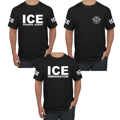 ICE Immigration Police, Fedral Agent Customs Enforcement Political Men's Novelty T-Shirt Humor Funny Letters Printed Saying Tee