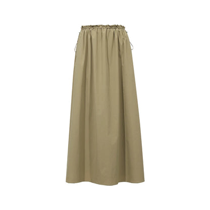 Women's Skirt 2026 Summer New Ruffle Hem Elastic Waist A-Line Midi Skirt Casual Outdoor Loose Fit Skirt For Women 12622013