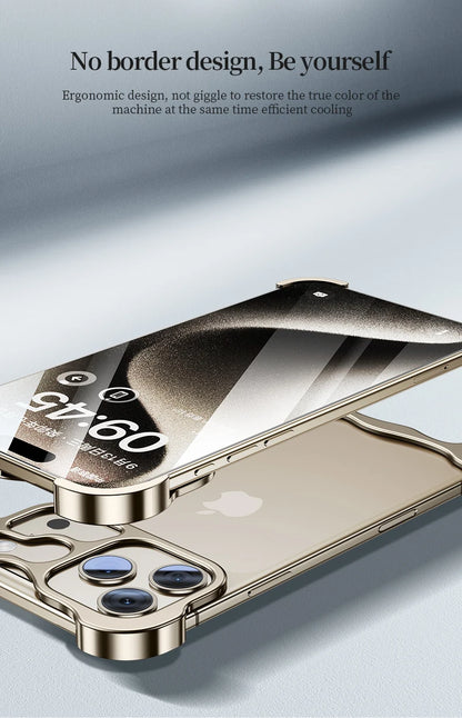 Luxury Irregular Metal Bumper Phone Case For iPhone 17 Air Pro Max Aluminum Shockproof Corner Pads Plating Ultra Thin Back Cover