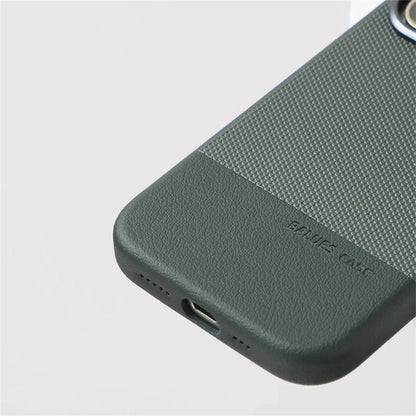 Luxury Business Hit Color Relief Leather Magnetic Case For iPhone 17 Air 16 15 14 13 Pro Max MagSafe Shockproof Alloy Lens Cover