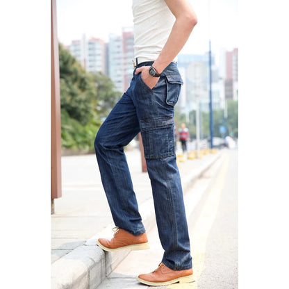 High Quality Men's Jeans Multi Pocket Denim Cargo Pants Oversized Casual Pants Men Clothing Loose Trousers 29-44