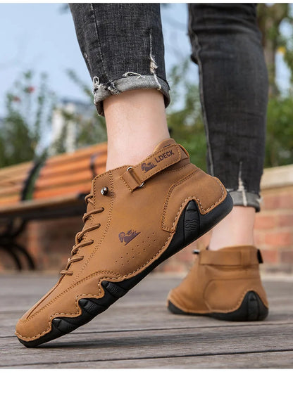Stylish High-top Octopus Boots Men's Casual Booties Designer Soft Flats Breathable Moccasins Flats Drive Shoes Leather Sneakers