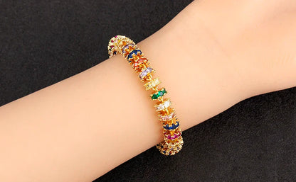 Fashion Gold Plated Chain Bead Bracelet for Women Colorful Crystal Zircon Heart Shape Charm Wedding Party Jewelry Gifts