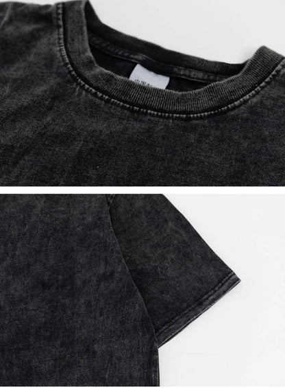 Men's Washed T Shirt Summer vintage Casual T-shirt  Loose TShirts Women Black Acid Wash Y2k Short Sleeve Hip Hop Streetwear Tees
