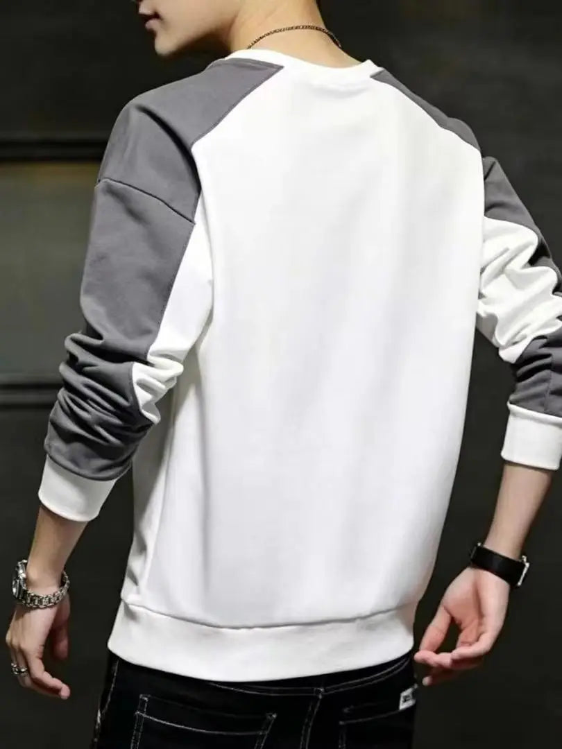 Men's Casual Solid Color Loose Long Sleeve round Neck Hoodie Base Shirt Spring Autumn Sports Wear