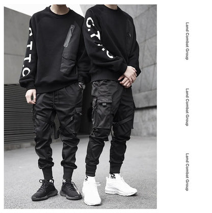 Black Hip Hop Cargo Pants Summer Versatile Fashion Brand Trousers Fashion Loose Gothic Korean Sweatpants Streetwear Males
