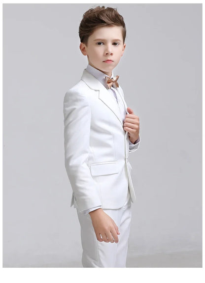 Formal Boys Suit For Wedding Children White Party Blazers Pants Baptism Outfit Kids Costume Gentlemen Teenager Prom Tuxedos Set
