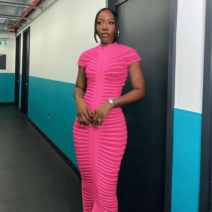 Sexy Bodycon Long Dress Women 2025 Summer Slim Fashion Short Sleeve Bandage Maxi Party Dresses Woman Skirt Elegant Vestidos