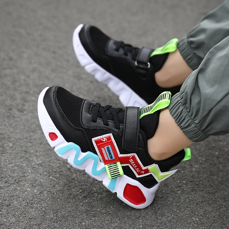 Cartoon Kids Boys Basketball Shoes Soft Sole Sneaker Outdoor Children Sports Running Shoes Non-slip Breathable Walking Sneaker