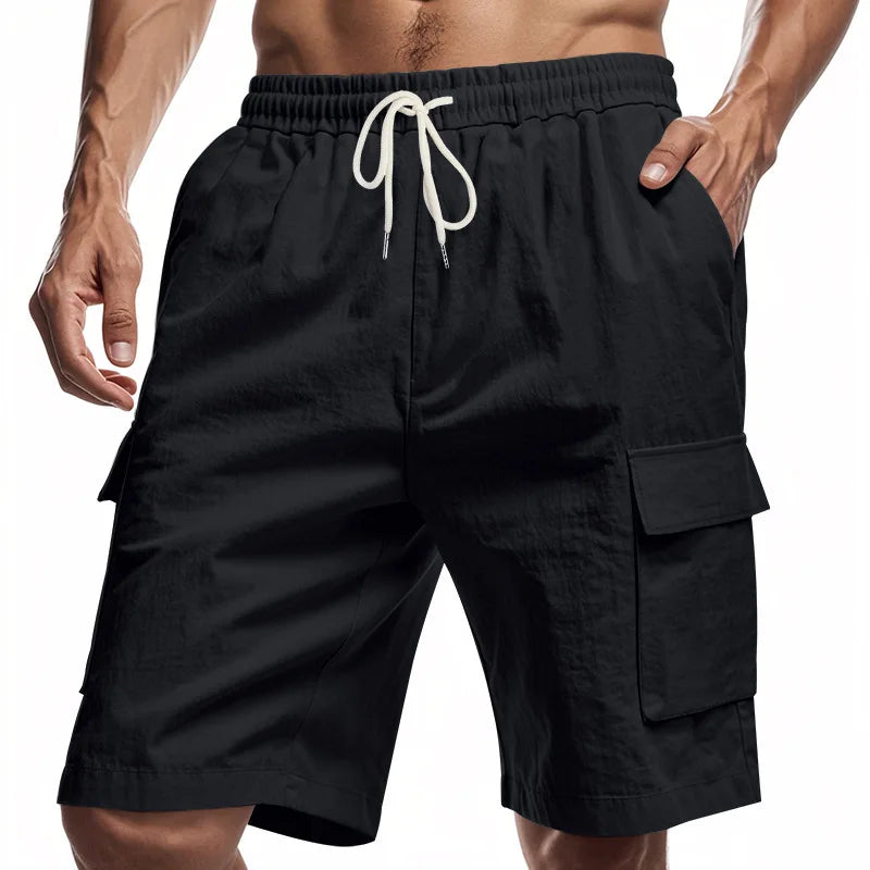 Casual Shorts Men Pants Men Sweatpants Joggers Fitness Clothing Multi-Pocket Work Shorts Relaxed-Fit Linen Pantaloncini Uomo