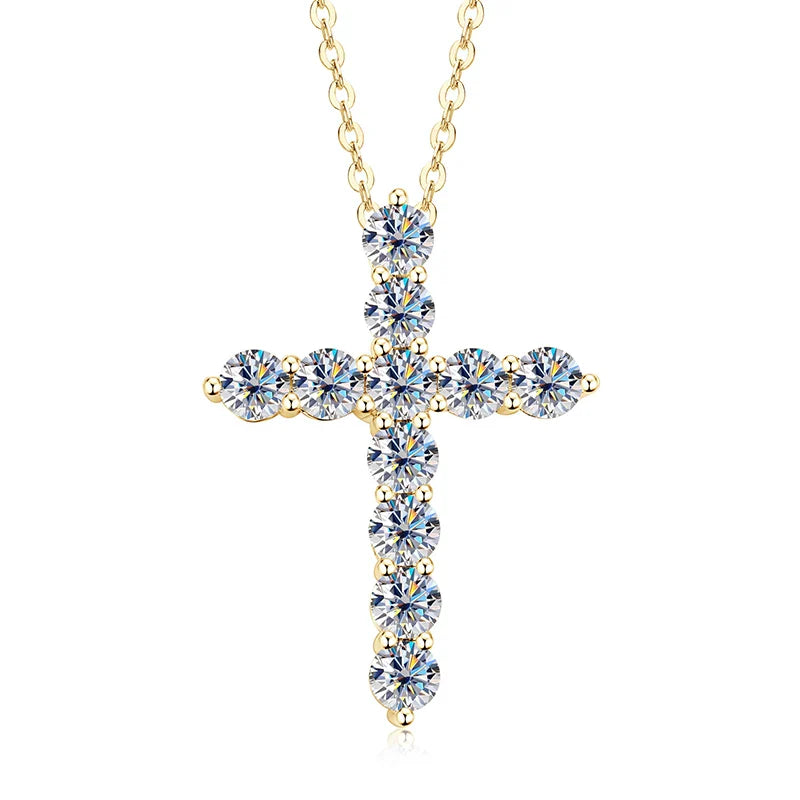 GRA Certified 3.5MM Moissanite Cross Pendant Necklaces for Women S925 Sterling Silver Clavicle Chains Fine Jewelry Gift