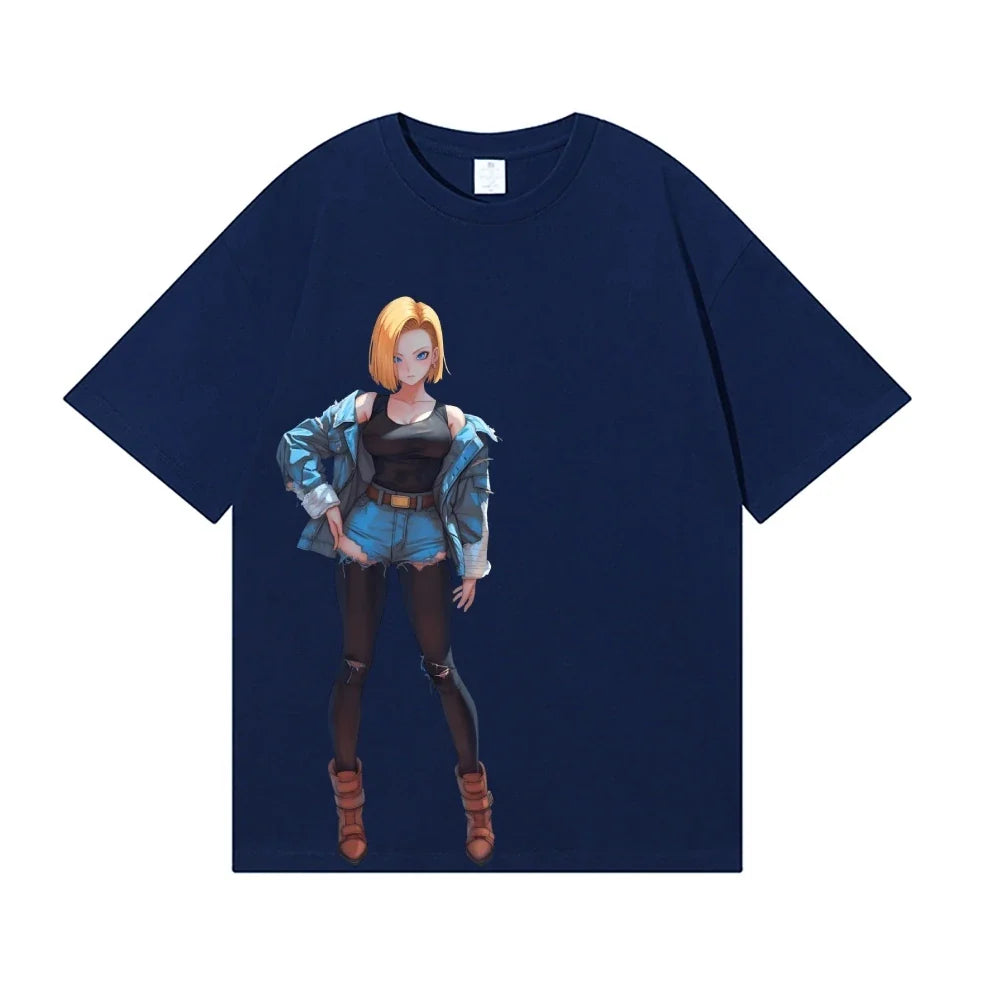 Dragon Ball Android 18 Japanese Style Classic Tee High-quality Streetwear Men's Clothing Women Clothing 2026 Summer New T Shirt