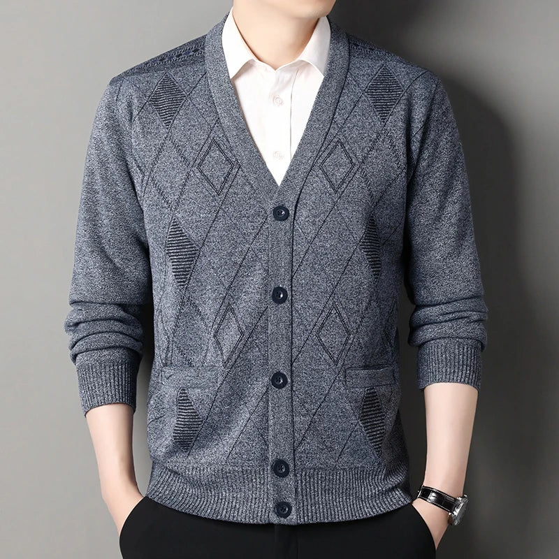 Vintage Men Knitted Sweaters Cadigan Men's Casual Fashion Button Up Cardigans Jackets Autumn Winter Jumper Coat