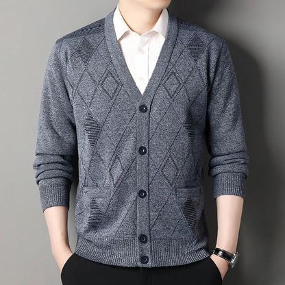 Vintage Men Knitted Sweaters Cadigan Men's Casual Fashion Button Up Cardigans Jackets Autumn Winter Jumper Coat