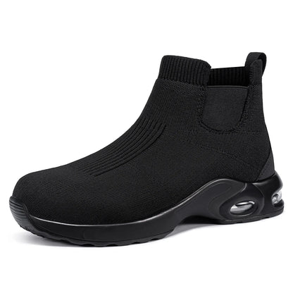 Steel Toe Shoes for Men Women Water Resistant Work Boots Non Slip Safety Sneakers Slip On Industrial Air Cushion Chelse