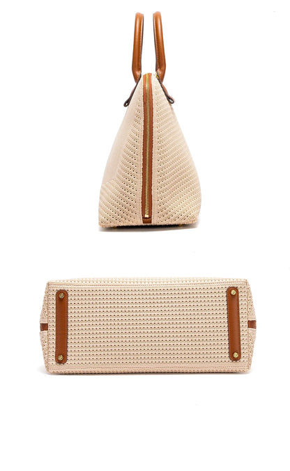 Women's Tote Bag Summer New Apricot Large Capacity Beach Bag Leisure Vacation Shoulder Bag