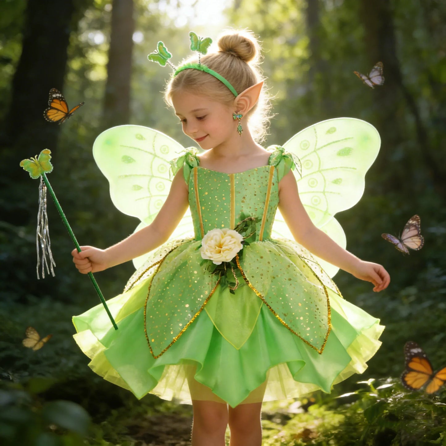 Summer Girls Tinkerbell Fairy Dresses Up for Girls Costume Kids Cosplay Flower Fairy Princess Clothes Christmas Party Outfit